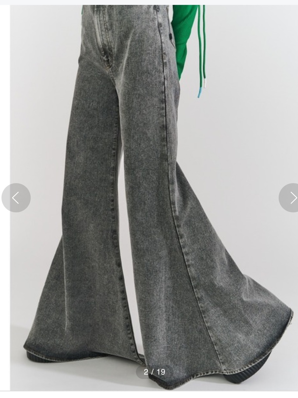 PAMEO POSE Gray Extreme Flare Wide Leg Jeans Y2K Japanese Grunge - Picture 2 of 9
